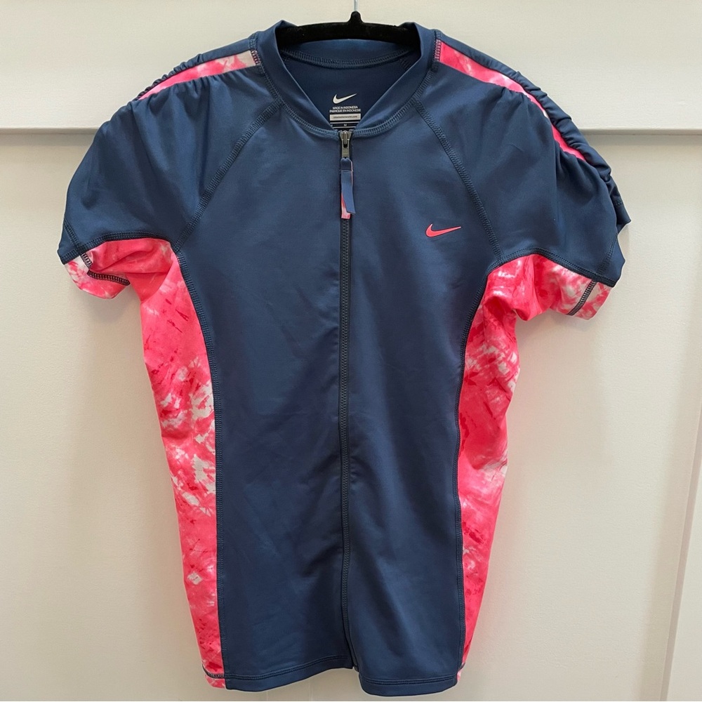 NIKE Full zip fitted swim top Medium